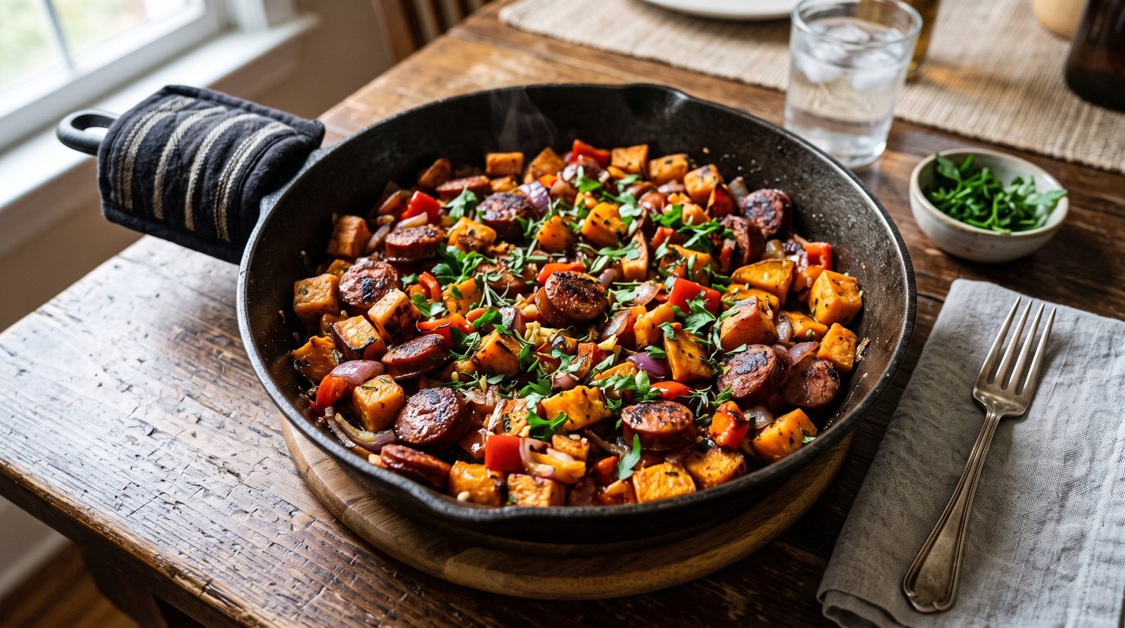 Easy Sweet Potato and Sausage Skillet