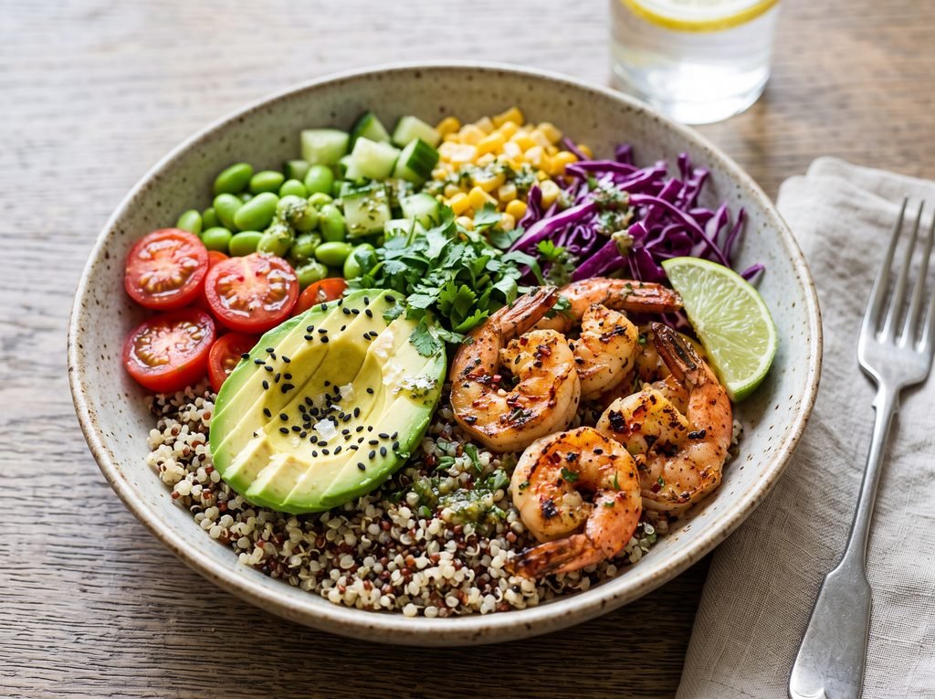 Shrimp, Quinoa and Avocado Bowl